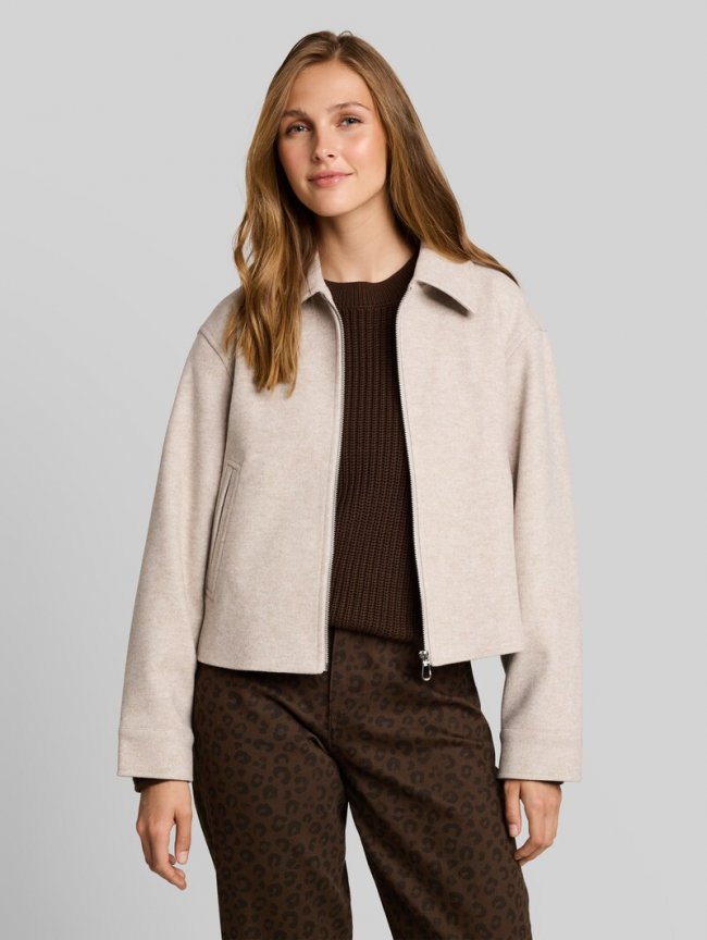 Tom Tailor Übergangsjacke mit Kragen - Atmosphere Beige Melange Tom Tailor Übergangsjacke mit Kragen - Atmosphere Beige Melange
