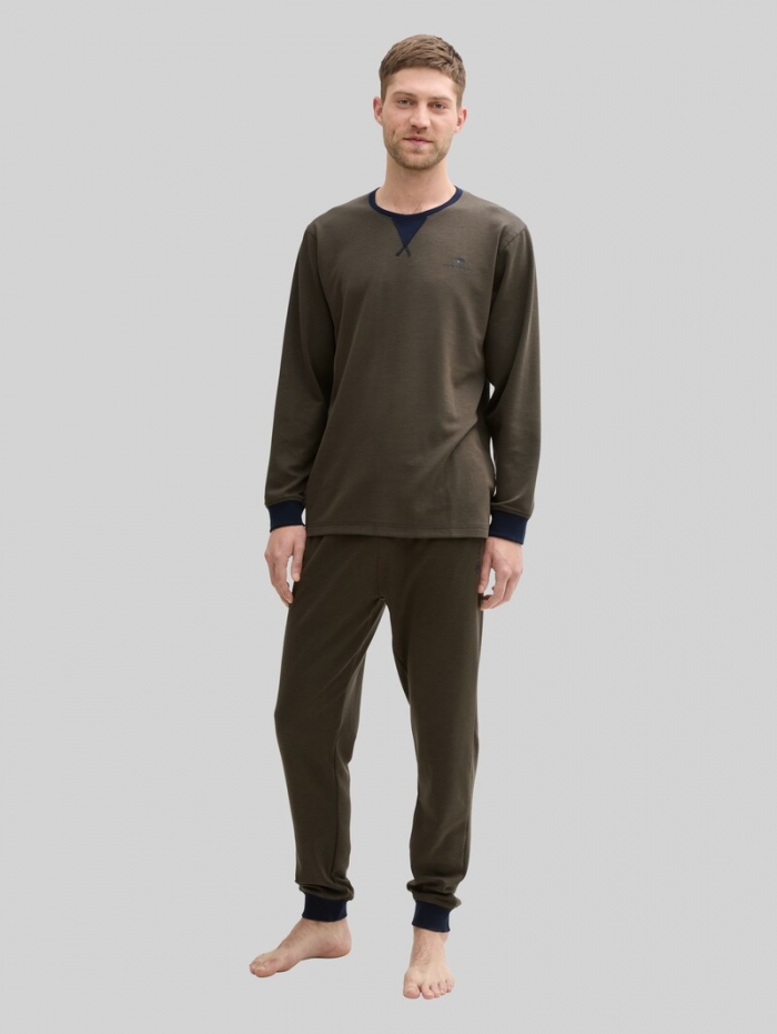 Tom Tailor Pyjama-Set mit Logo-Print und Kordelzug - Green-dark-multicolor Tom Tailor Pyjama-Set mit Logo-Print und Kordelzug - Green-dark-multicolor