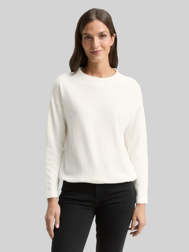 Tom Tailor Loose Fit Sweatshirt - Whisper White Tom Tailor Loose Fit Sweatshirt - Whisper White