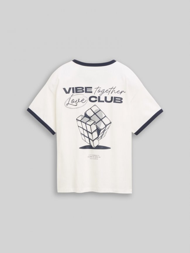 Tom Tailor Oversize T-Shirt mit Print - Whisper White Tom Tailor Oversize T-Shirt mit Print - Whisper White