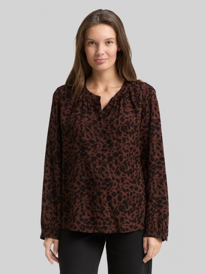 Tom Tailor Bluse mit Leo-Print - Brown Black Small Leo Print Tom Tailor Bluse mit Leo-Print - Brown Black Small Leo Print