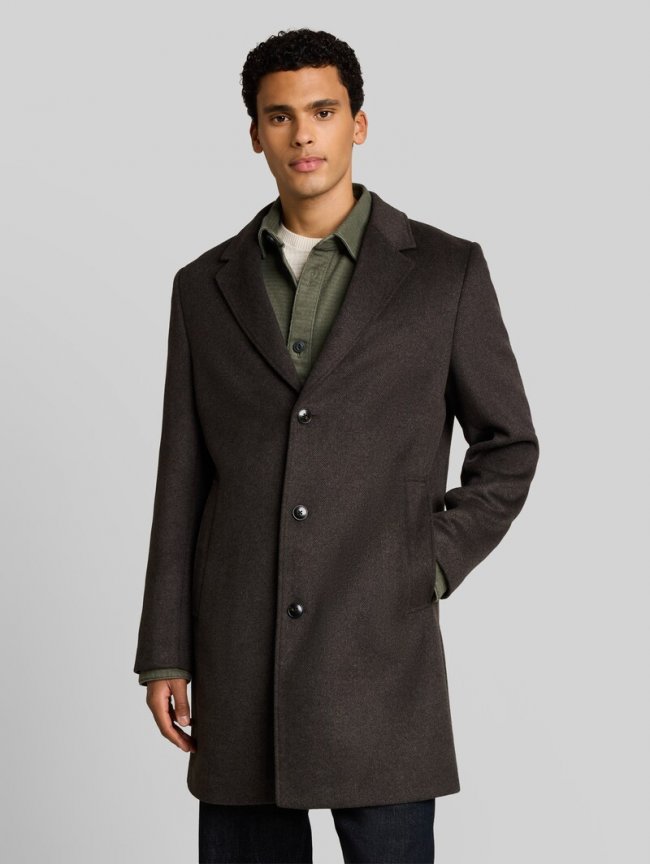 Tom Tailor Relaxed Fit Wollmantel mit Reverskragen - Brown Melange Herringbone Tom Tailor Relaxed Fit Wollmantel mit Reverskragen - Brown Melange Herringbone