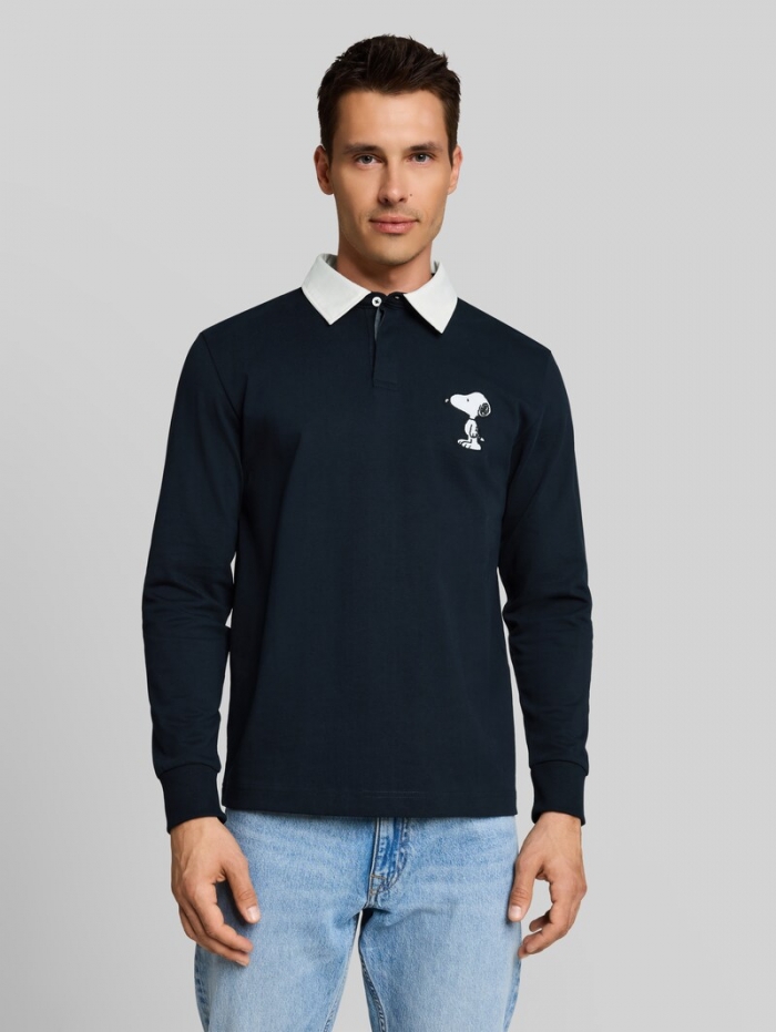 Tom Tailor Langarm Poloshirt mit Snoopy-Rückenprint - Sky Captain Blue Tom Tailor Langarm Poloshirt mit Snoopy-Rückenprint - Sky Captain Blue