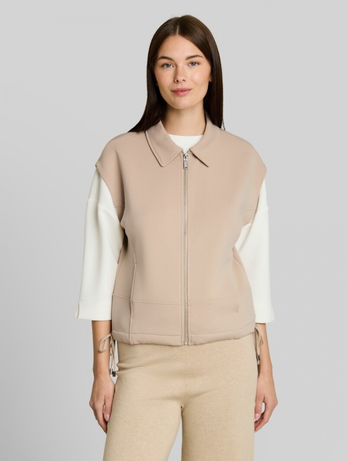 Tom Tailor Loose Fit Sweatweste mit Kragen - Gravel Beige