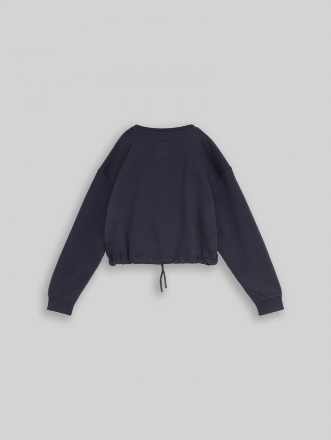 Tom Tailor Cropped Sweatshirt mit Print - Parisien Night Blue Tom Tailor Cropped Sweatshirt mit Print - Parisien Night Blue
