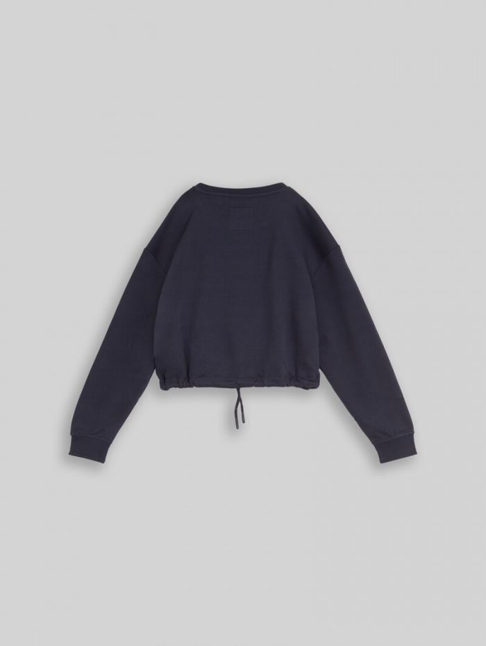 Tom Tailor Cropped Sweatshirt mit Print - Parisien Night Blue Tom Tailor Cropped Sweatshirt mit Print - Parisien Night Blue