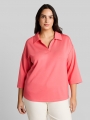 Tom Tailor Plus Size - Loose Fit Scuba Langarmshirt mit Polokragen - Soft Coral Pink Tom Tailor Plus Size - Loose Fit Scuba Langarmshirt mit Polokragen - Soft Coral Pink