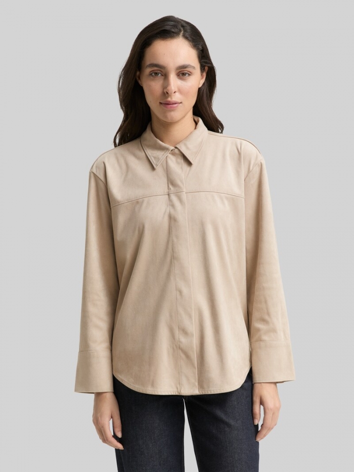 Tom Tailor Overshirt in Wildleder-Optik - Soft Taupe Grey Tom Tailor Overshirt in Wildleder-Optik - Soft Taupe Grey