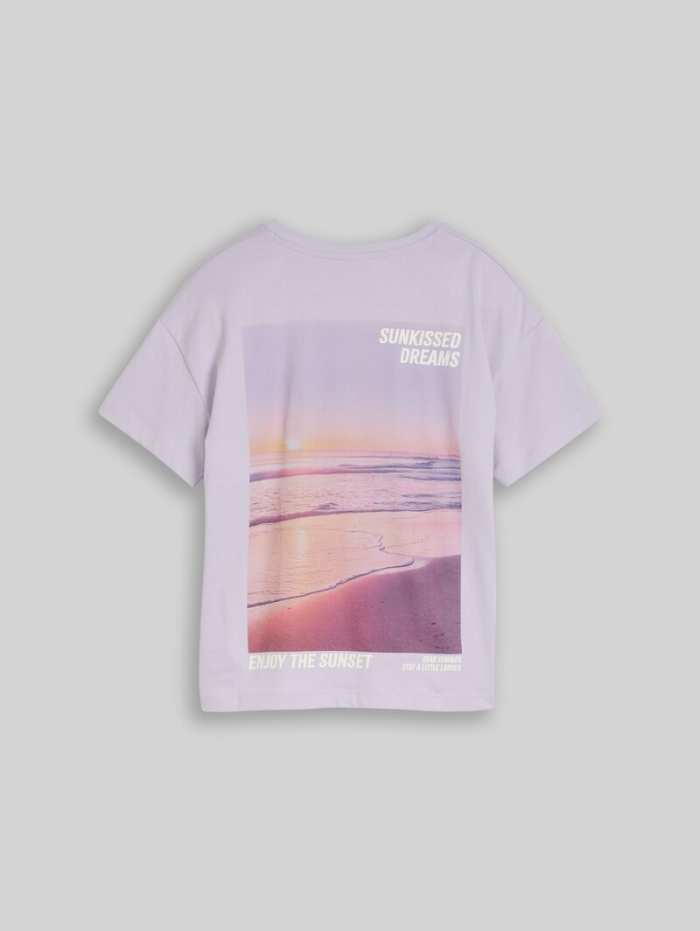 Tom Tailor Oversize T-Shirt mit Rückenprint - Cool Lilac Tom Tailor Oversize T-Shirt mit Rückenprint - Cool Lilac
