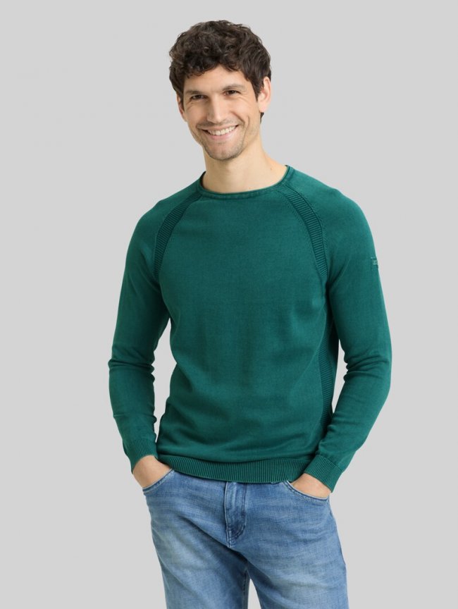 Tom Tailor Strickpullover aus Baumwolle - Deep Meadow Green Tom Tailor Strickpullover aus Baumwolle - Deep Meadow Green