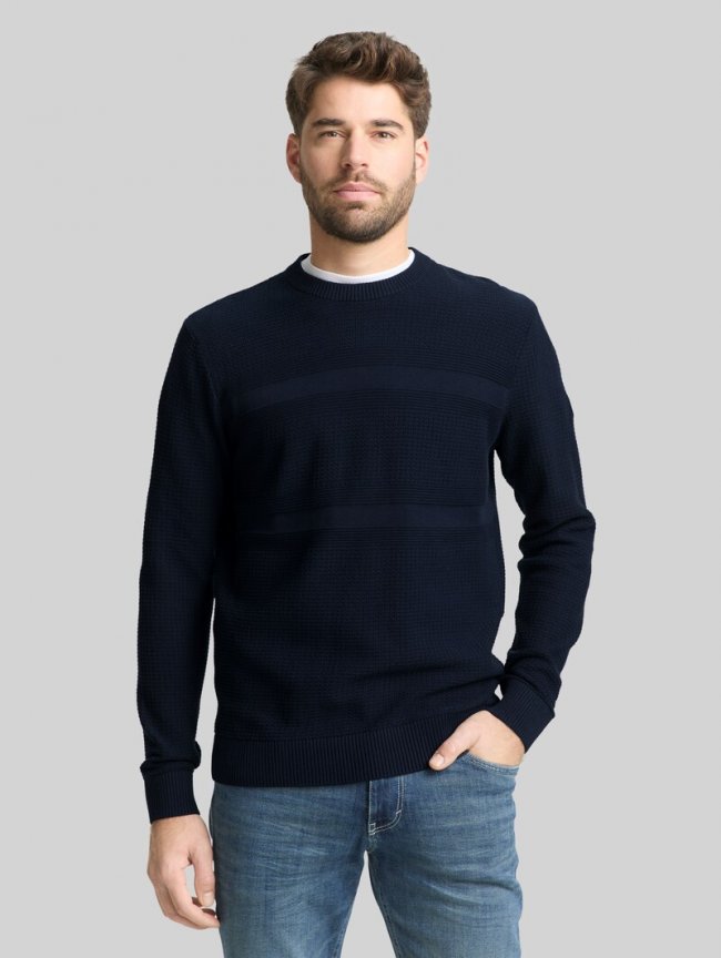 Tom Tailor Strickpullover aus Baumwolle - Sky Captain Blue Tom Tailor Strickpullover aus Baumwolle - Sky Captain Blue