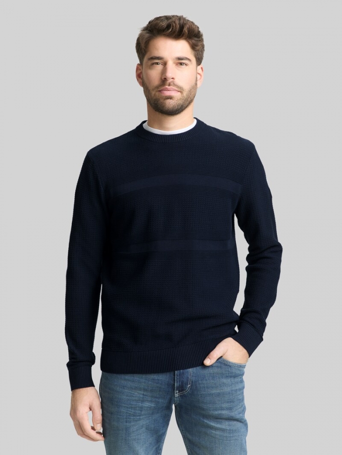 Tom Tailor Strickpullover aus Baumwolle - Sky Captain Blue Tom Tailor Strickpullover aus Baumwolle - Sky Captain Blue