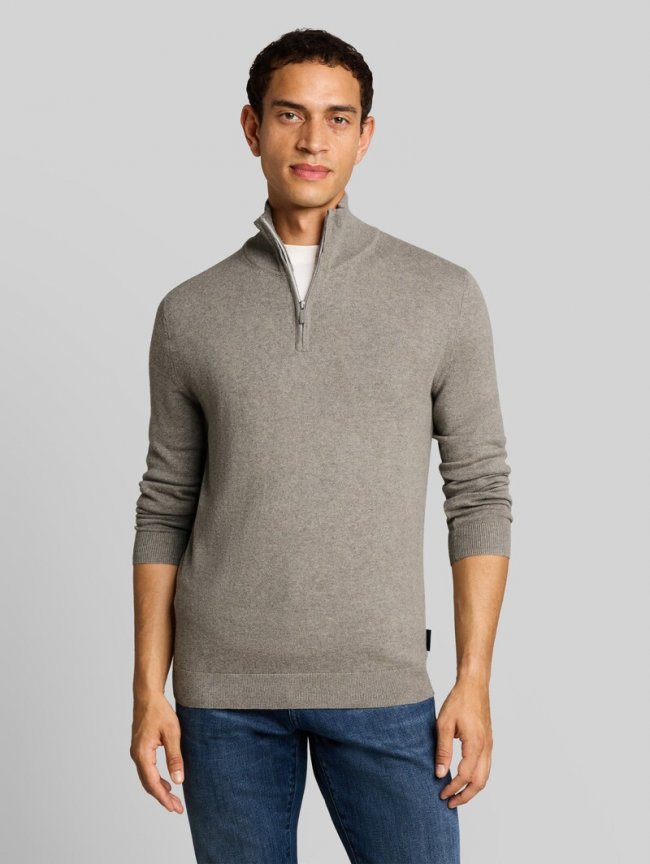 Tom Tailor Troyer Strickpullover mit Kaschmir-Anteil - Driftwood Taupe Melangé Tom Tailor Troyer Strickpullover mit Kaschmir-Anteil - Driftwood Taupe Melangé