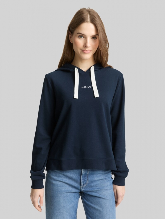 Tom Tailor Hoodie Sweatshirt mit Stickerei - Sky Captain Blue Tom Tailor Hoodie Sweatshirt mit Stickerei - Sky Captain Blue