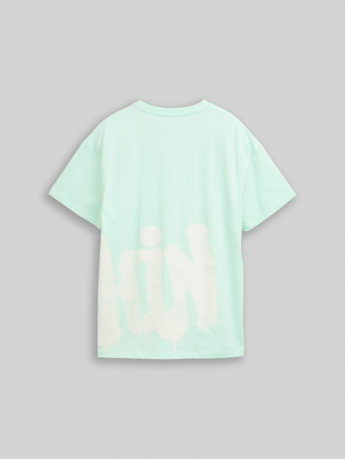 Tom Tailor Oversize T-Shirt mit Print - Soft Sugar Green Tom Tailor Oversize T-Shirt mit Print - Soft Sugar Green