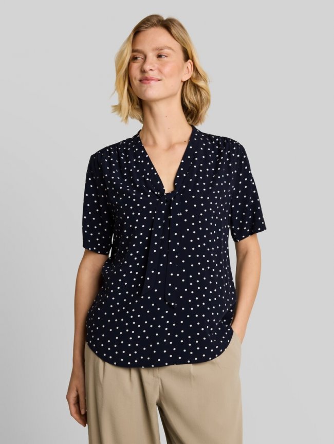 Tom Tailor Bluse mit Punktemuster - Navy White Small Dot Design Tom Tailor Bluse mit Punktemuster - Navy White Small Dot Design