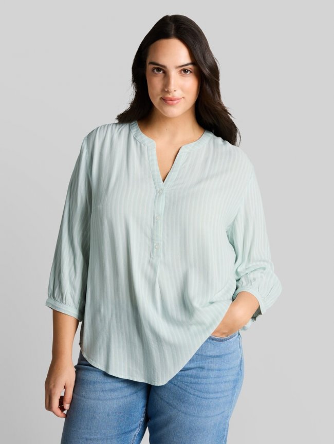 Tom Tailor Plus Size - Bluse mit Streifenmuster - Blue Haze White Stripe