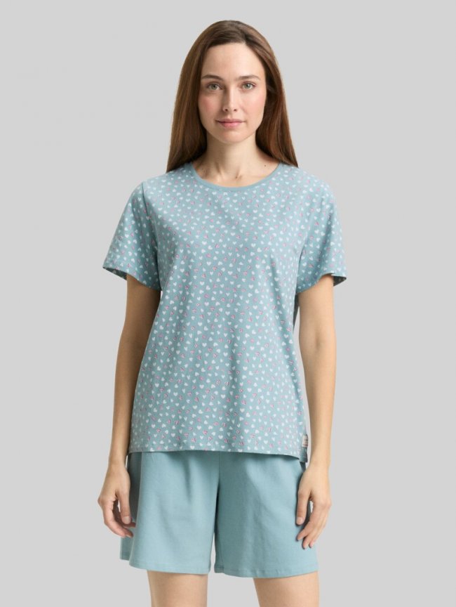 Tom Tailor Pyjama-Set mit Herzmuster - Blue-medium-allover Tom Tailor Pyjama-Set mit Herzmuster - Blue-medium-allover