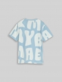 Tom Tailor T-Shirt mit Allover-Print - Blue White Wording Design