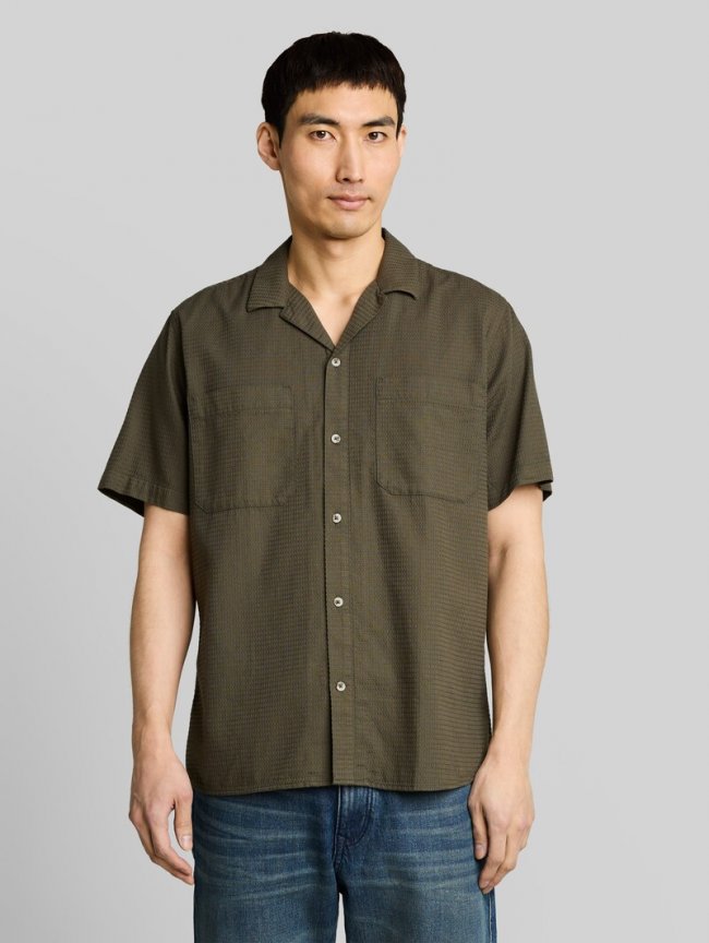 Tom Tailor Regular Fit Resort Hemd mit Waffelstruktur - Deep Leaf Green Tom Tailor Regular Fit Resort Hemd mit Waffelstruktur - Deep Leaf Green