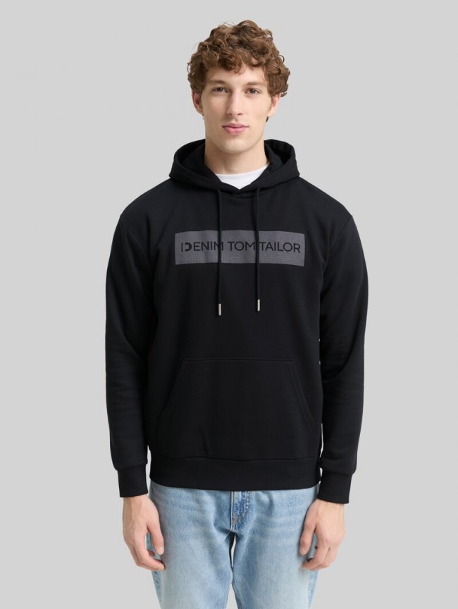 Tom Tailor Hoodie Sweatshirt mit Print - Night Watch Black Tom Tailor Hoodie Sweatshirt mit Print - Night Watch Black