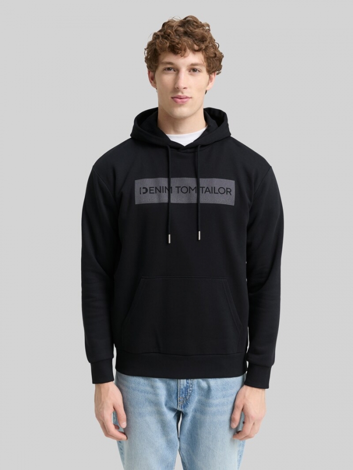 Tom Tailor Hoodie Sweatshirt mit Print - Night Watch Black Tom Tailor Hoodie Sweatshirt mit Print - Night Watch Black