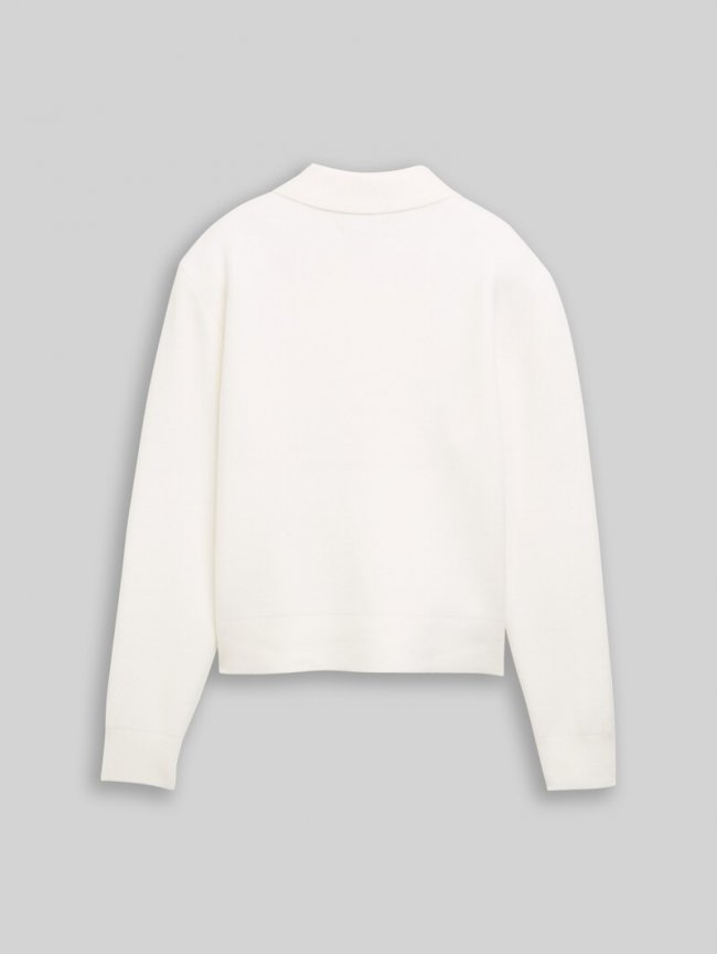 Tom Tailor Strickpullover mit Polokragen - Gardenia White Tom Tailor Strickpullover mit Polokragen - Gardenia White