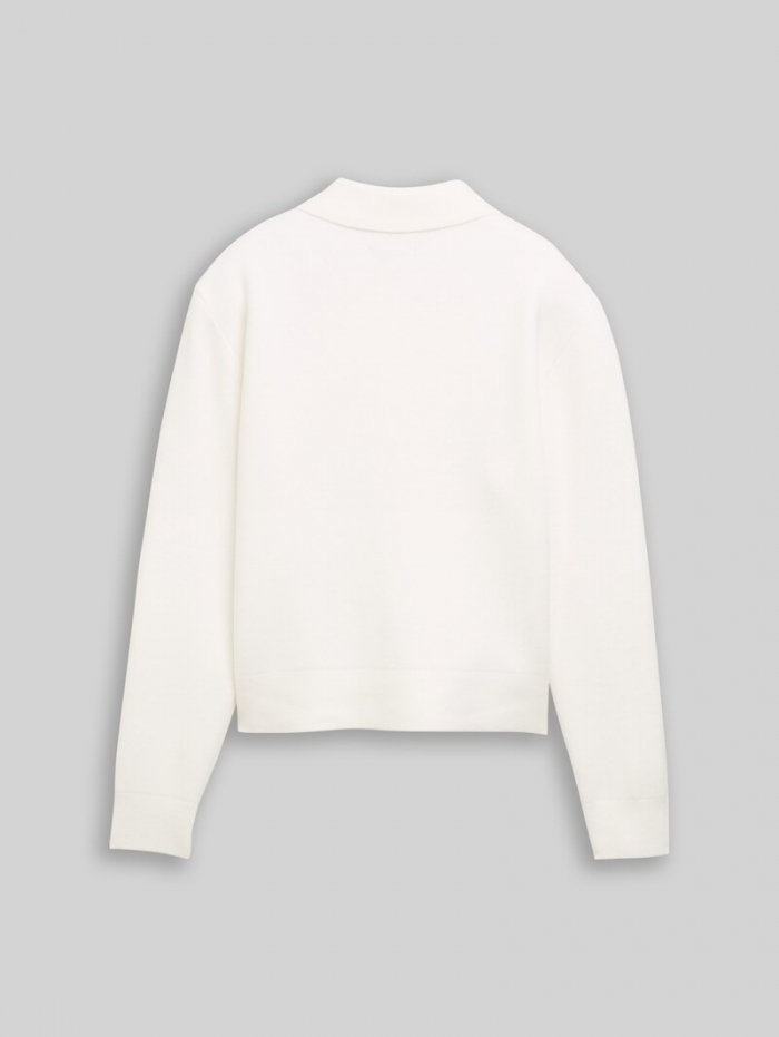 Tom Tailor Strickpullover mit Polokragen - Gardenia White