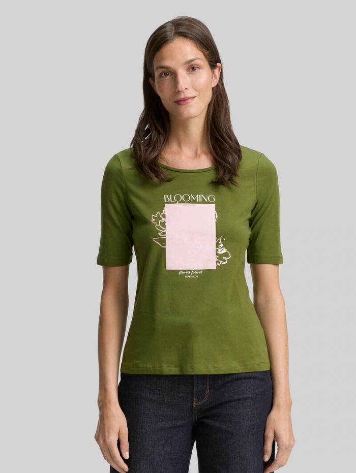 Tom Tailor T-Shirt mit Print - Deep Ivy Green Tom Tailor T-Shirt mit Print - Deep Ivy Green