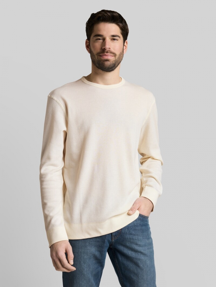 Tom Tailor Langarmshirt mit Waffelstruktur - Gardenia White Tom Tailor Langarmshirt mit Waffelstruktur - Gardenia White