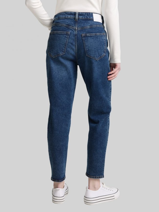 Tom Tailor TTLINLEY MOM High Waist Ankle Jeans - Used Dark Stone Blue Denim Tom Tailor TTLINLEY MOM High Waist Ankle Jeans - Used Dark Stone Blue Denim