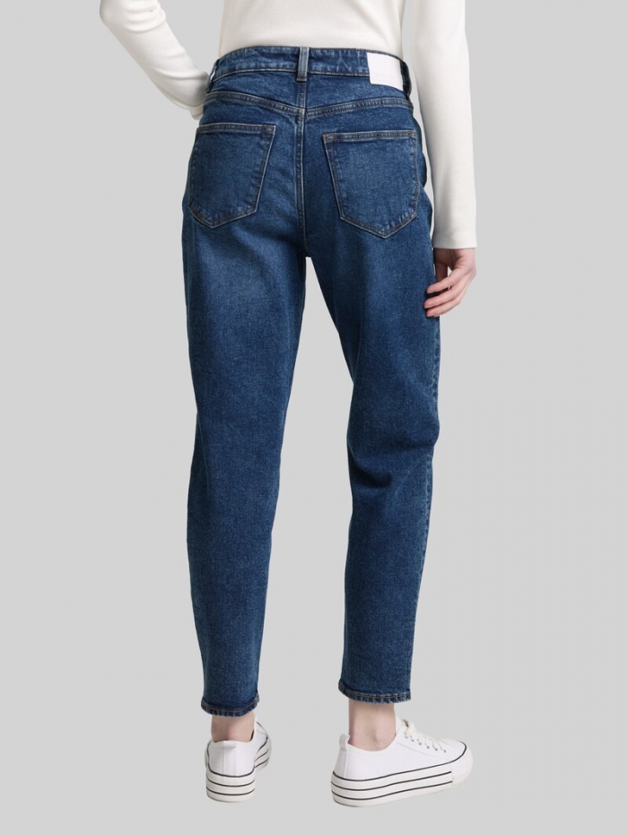 Tom Tailor TTLINLEY MOM High Waist Ankle Jeans - Used Dark Stone Blue Denim