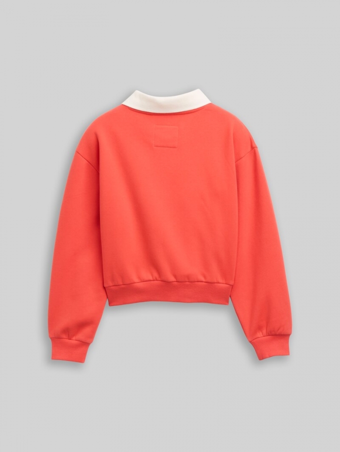 Tom Tailor Cropped Sweatshirt mit Kragen - Plain Red Tom Tailor Cropped Sweatshirt mit Kragen - Plain Red