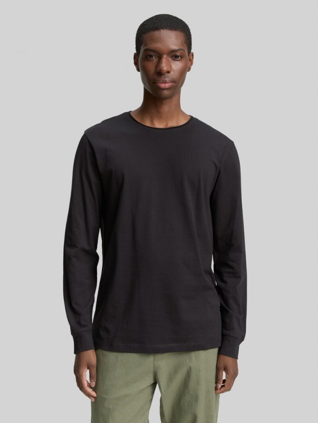 Tom Tailor Langarmshirt aus Baumwolle - Night Watch Black Tom Tailor Langarmshirt aus Baumwolle - Night Watch Black