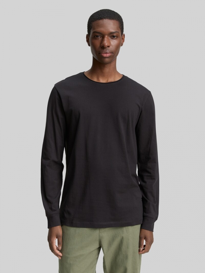 Tom Tailor Langarmshirt aus Baumwolle - Night Watch Black Tom Tailor Langarmshirt aus Baumwolle - Night Watch Black