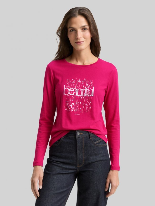 Tom Tailor Langarmshirt mit Print - Cherry Granita Tom Tailor Langarmshirt mit Print - Cherry Granita