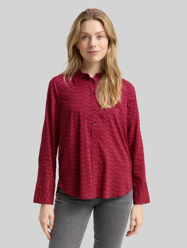 Tom Tailor Hemdbluse mit Muster - Small Red Wave Print Tom Tailor Hemdbluse mit Muster - Small Red Wave Print