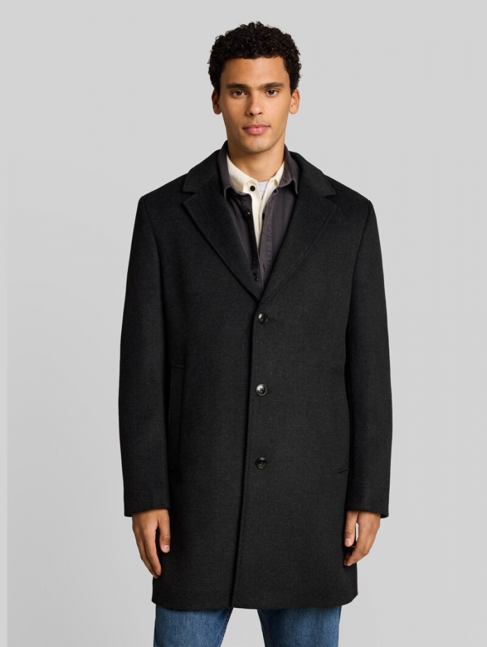 Tom Tailor Relaxed Fit Wollmantel mit Reverskragen - Dark Grey Melange Twill Tom Tailor Relaxed Fit Wollmantel mit Reverskragen - Dark Grey Melange Twill
