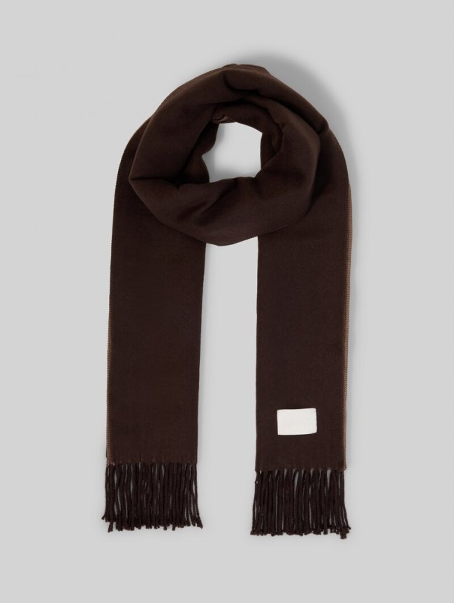 Tom Tailor Wendeschal mit Fransen - Java Dark Brown