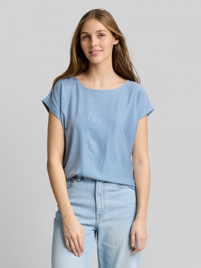 Tom Tailor Loose Fit T-Shirt mit Streifenmuster - Small Mid Blue White Stripe Tom Tailor Loose Fit T-Shirt mit Streifenmuster - Small Mid Blue White Stripe