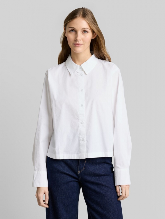 Tom Tailor Boxy Fit Hemdbluse aus Baumwolle - White Tom Tailor Boxy Fit Hemdbluse aus Baumwolle - White