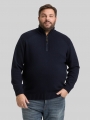 Tom Tailor Plus Size - Troyer Strickpullover mit Ripp-Details - Knitted Navy Melange Tom Tailor Plus Size - Troyer Strickpullover mit Ripp-Details - Knitted Navy Melange
