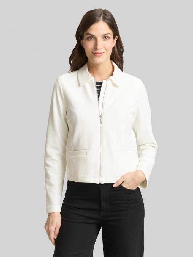 Tom Tailor Regular Fit Jacke mit Reißverschluss - Whisper White Tom Tailor Regular Fit Jacke mit Reißverschluss - Whisper White