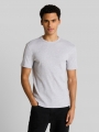 Tom Tailor Slim Fit T-Shirt mit Rippstruktur - Light Stone Grey Melange