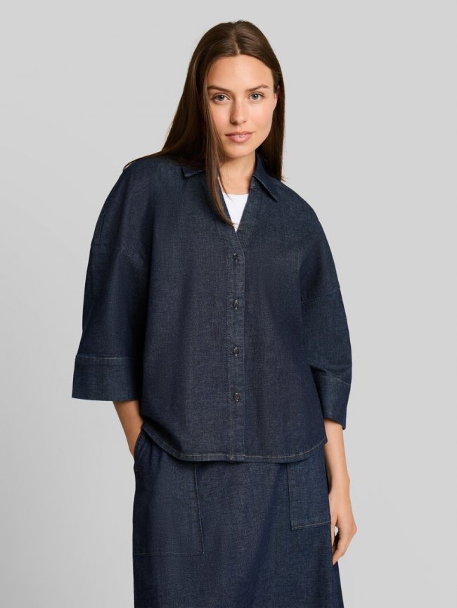 Tom Tailor Oversize Jeansbluse mit V-Ausschnitt - Blue Rinse Denim Tom Tailor Oversize Jeansbluse mit V-Ausschnitt - Blue Rinse Denim