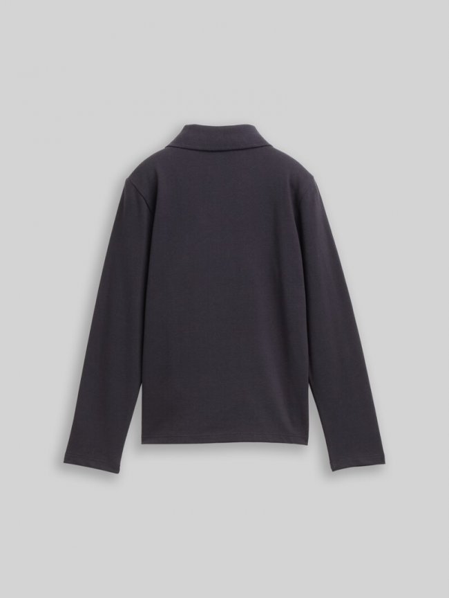 Tom Tailor Langarm Poloshirt mit Stickerei - Coal Grey Tom Tailor Langarm Poloshirt mit Stickerei - Coal Grey