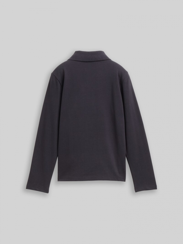 Tom Tailor Langarm Poloshirt mit Stickerei - Coal Grey Tom Tailor Langarm Poloshirt mit Stickerei - Coal Grey