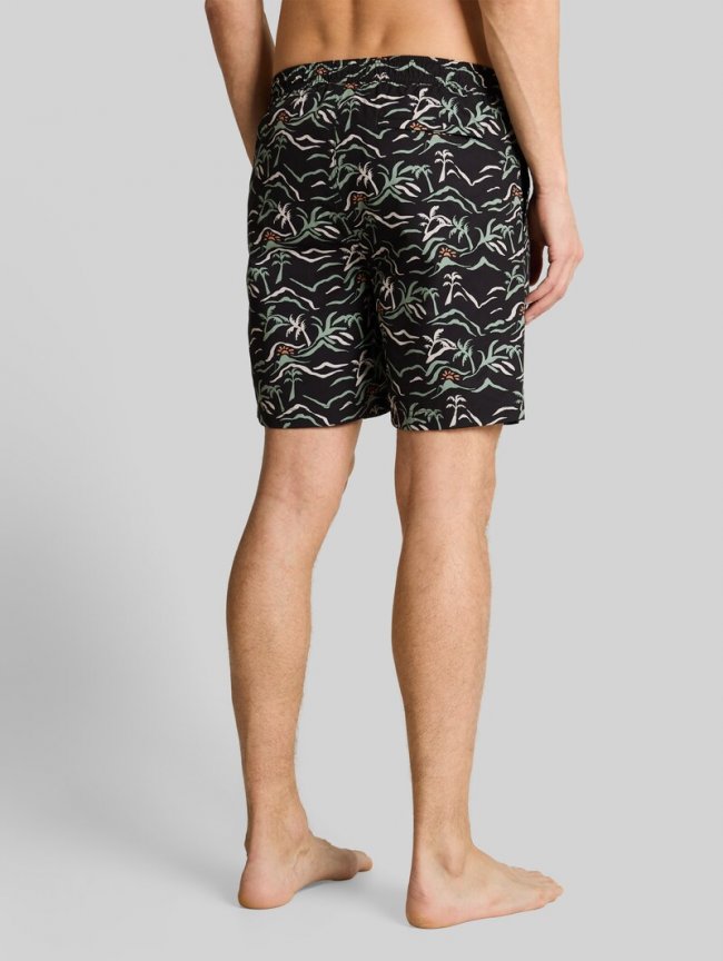 Tom Tailor Badeshorts mit Muster - Black Green Tropical Print Tom Tailor Badeshorts mit Muster - Black Green Tropical Print