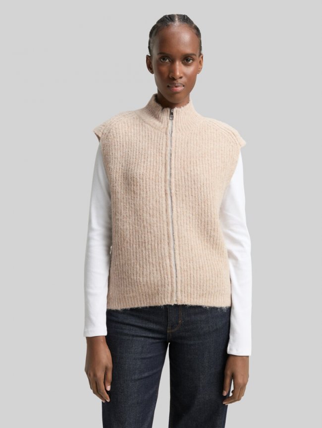 Tom Tailor Pullunder mit Stehkragen - Cosy Beige Melange Tom Tailor Pullunder mit Stehkragen - Cosy Beige Melange