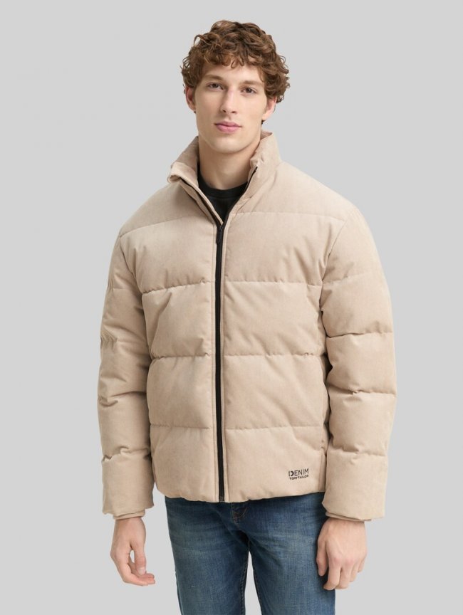 Tom Tailor Cord Puffer-Jacke mit Stehkragen - Cashew Beige Tom Tailor Cord Puffer-Jacke mit Stehkragen - Cashew Beige